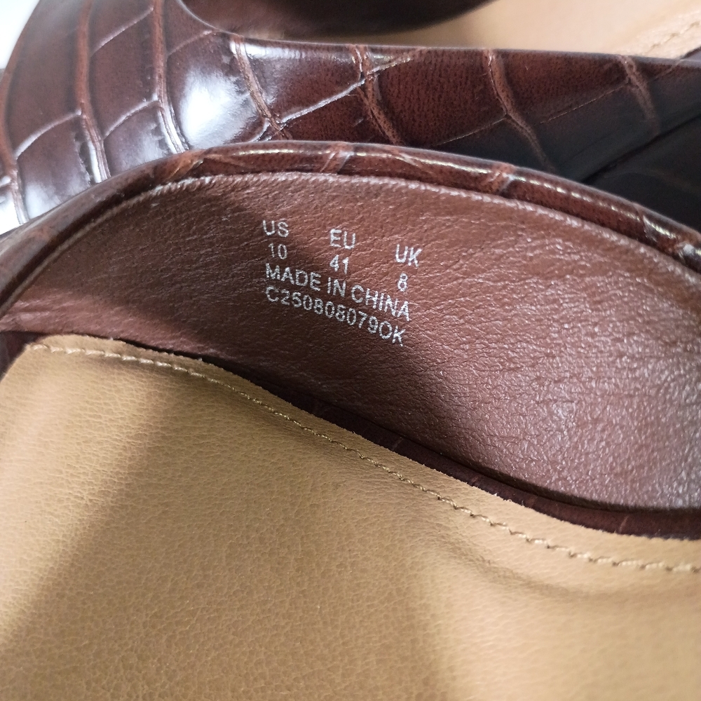 Women’s Brown Croc-Textured Wedge Mule - Picture 7 of 7